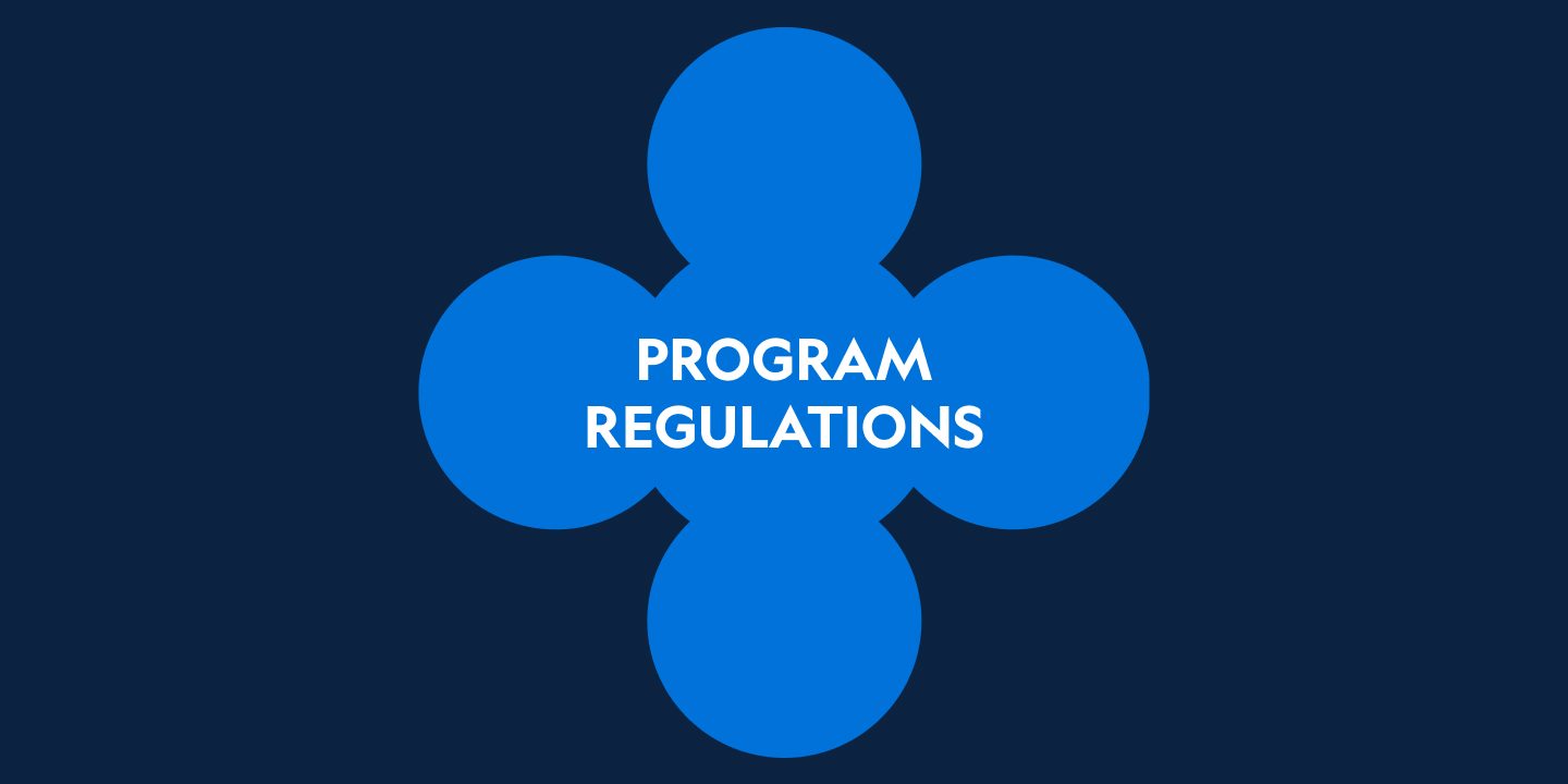 "Program Regulations" text in blue on a dark background