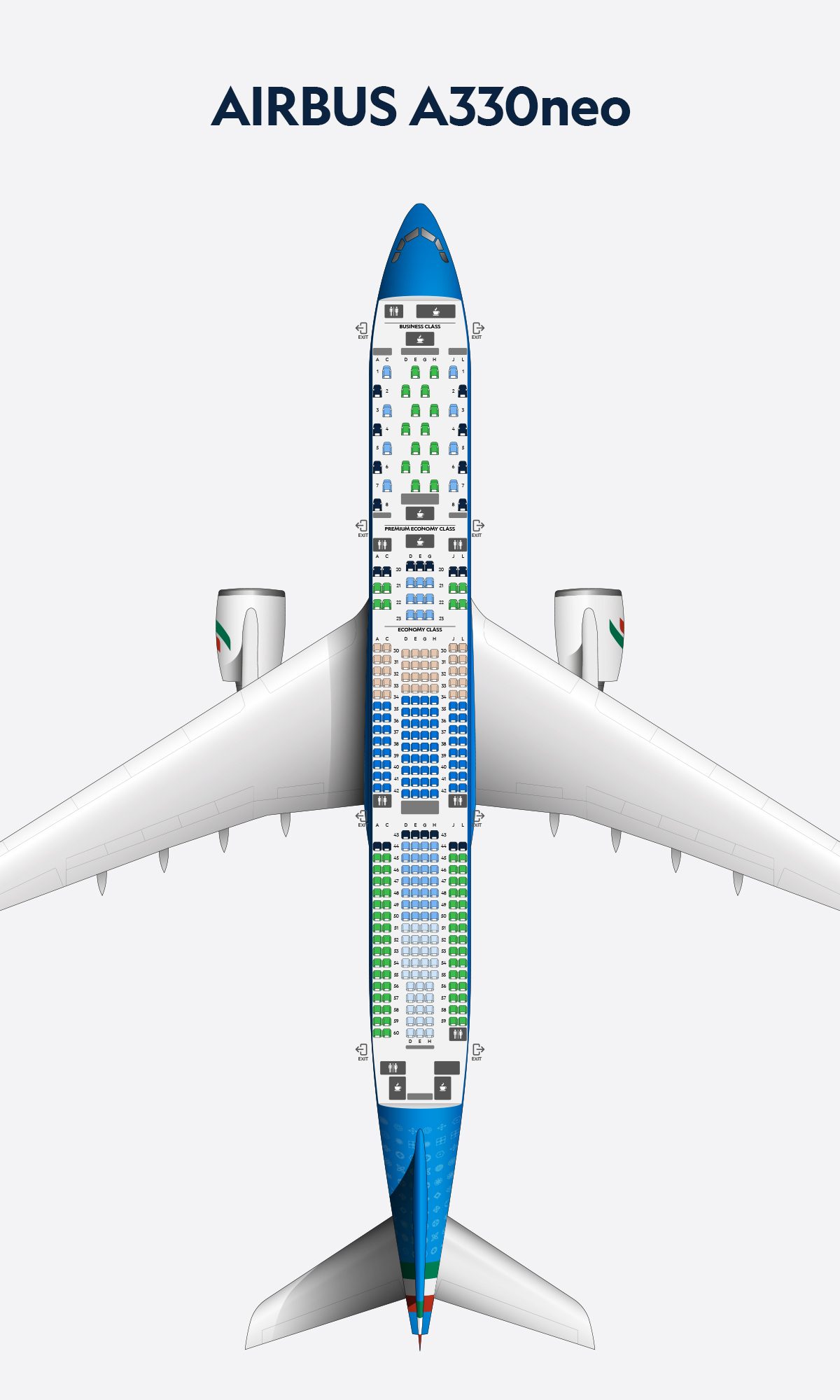 Plan de cabine de l’Airbus A330neo.