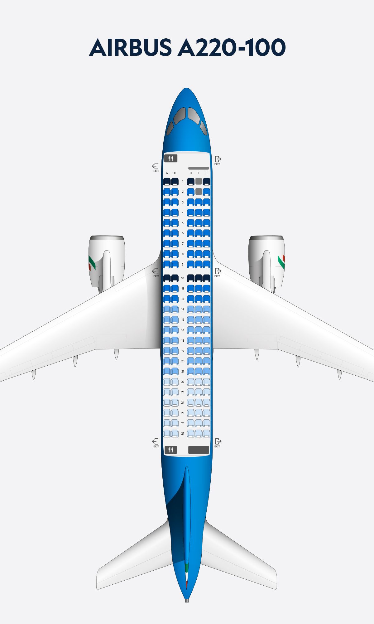 Sitzplan des Airbus A220-100