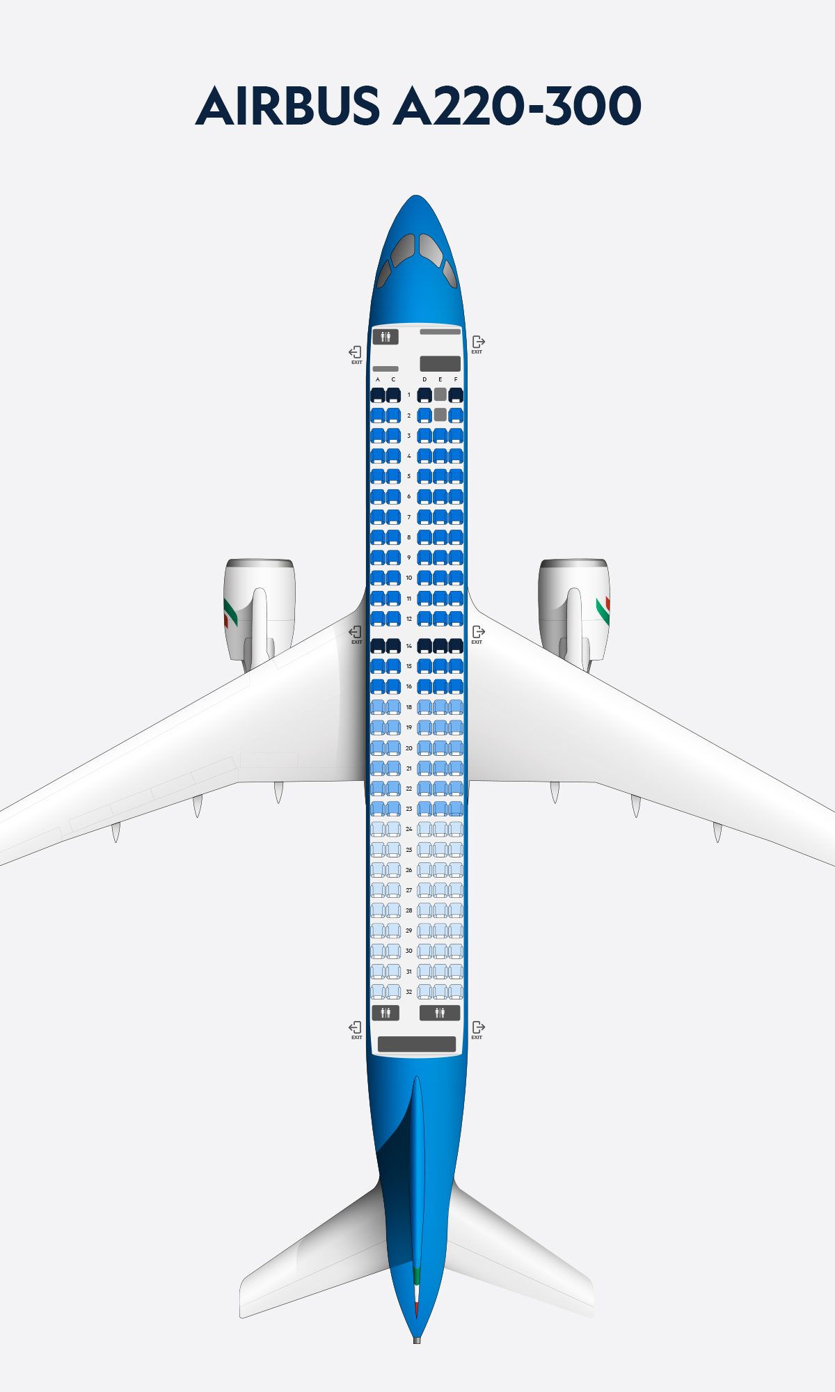 Sitzplan des Airbus A220-300