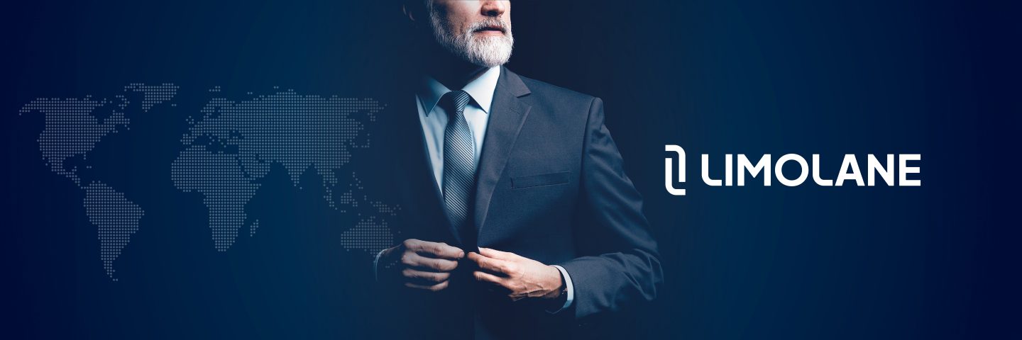 A man in a dark suit on a blue background with the Limolane logo.