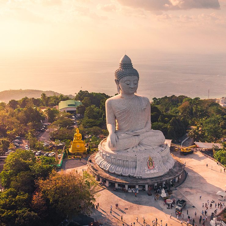 Big Buddha statue overlooking the sea in Phuket