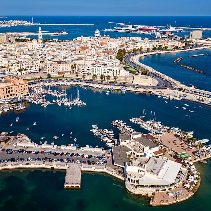 Panoramic view of Bari and its waterfront